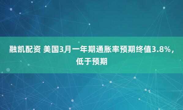 融凯配资 美国3月一年期通胀率预期终值3.8%，低于预期