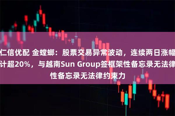 仁信优配 金螳螂：股票交易异常波动，连续两日涨幅偏离累计超20%，与越南Sun Group签框架性备忘录无法律约束力